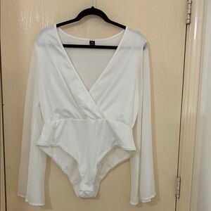 Elegant White V- Neck Bodysuit
